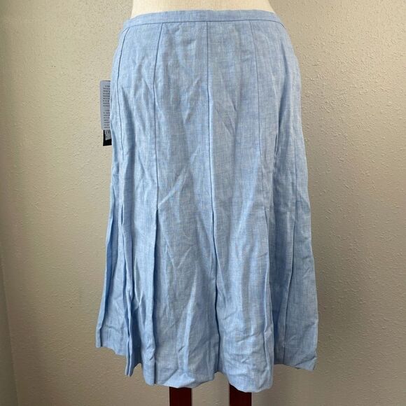 NWT Kasper Light Blue Linen Skirt Size 10 - Picture 6 of 8